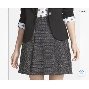 HALOGEN Womens Skirt SZ 10 Black Tweed Houndstooth Black A-Line Skirt